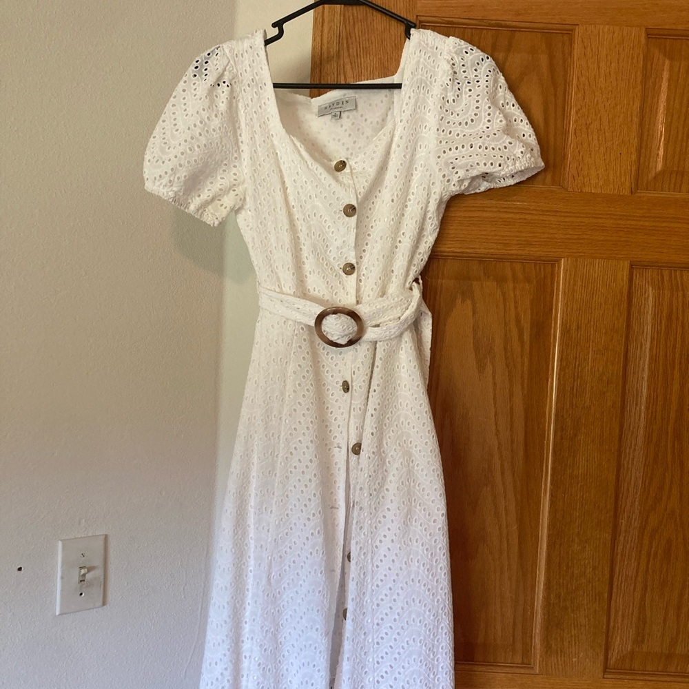 Hayden White Puff Sleeve Midi Sundress